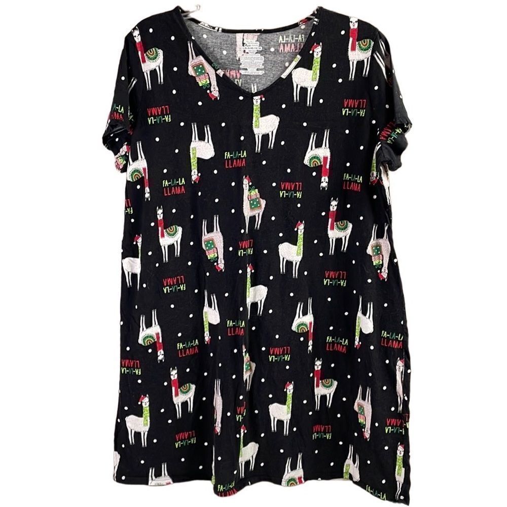 SECRET TREASURES Sleepwear Holiday FA LA LA LLama Nightshirt Size Large 14 / 18